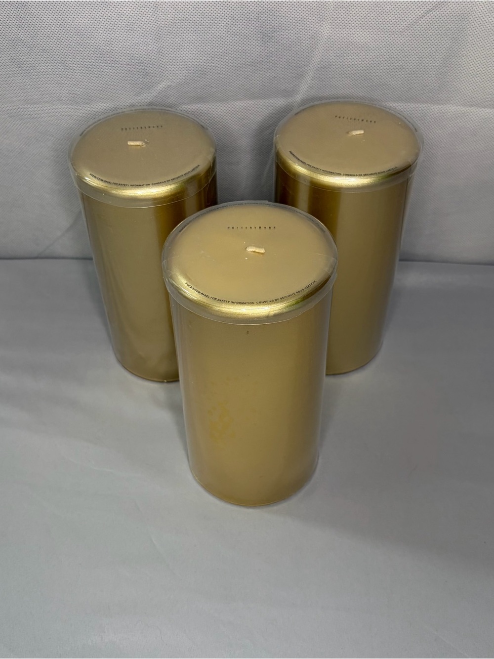 Pottery Barn Gold Decorative Pillar Candles